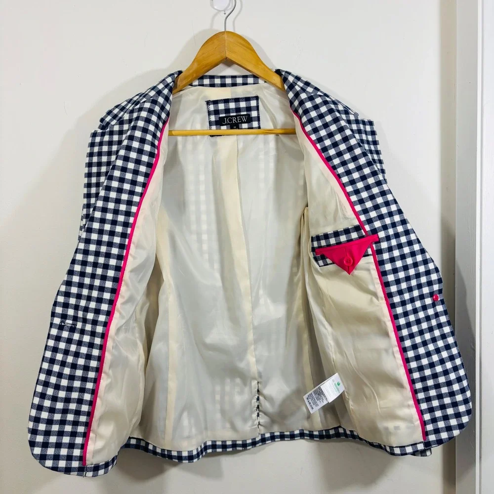 J. Crew Blue And White‎ Gingham Checkered Campbell Women's Office Blazer Size 00